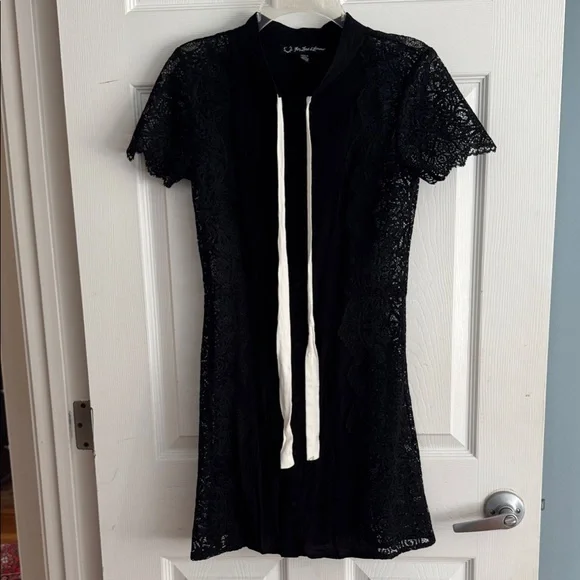 For Love and Lemons Black Lace Dress with White Tie - Picture 1 of 4